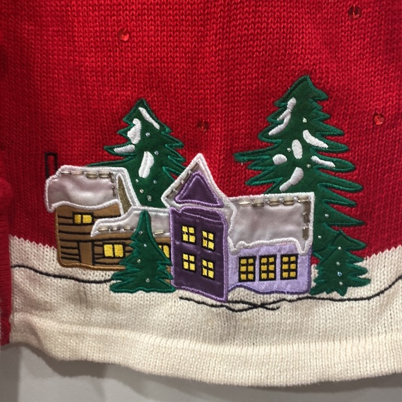 Christmas Red Ugly Christmas Cardigan Sweater Buttoned size XL - Picture 3 of 15